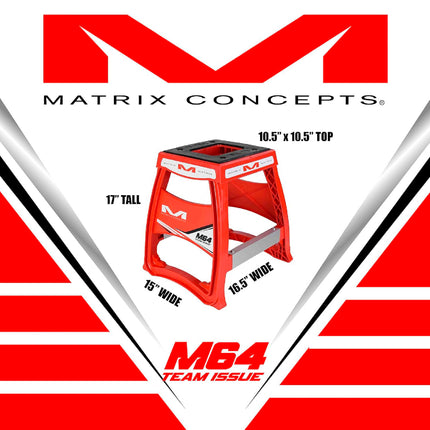 Matrix Concepts M64 Elite Stand - Red | Lightweight Polycarbonate Composite Motocross Dirt Bike Lift | 10 lb Ultra-Light Design | Anti-Flex Support, Extra-Wide Feet & Customizable Panels