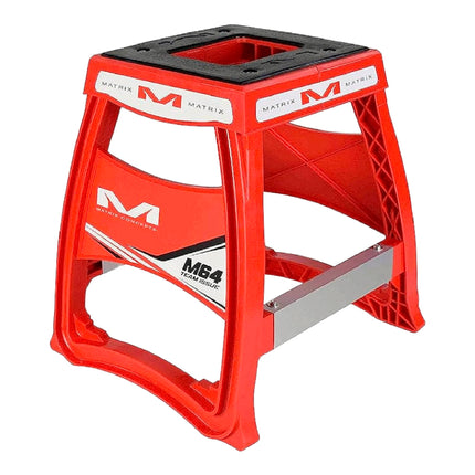 Matrix Concepts M64 Elite Stand - Red | Lightweight Polycarbonate Composite Motocross Dirt Bike Lift | 10 lb Ultra-Light Design | Anti-Flex Support, Extra-Wide Feet & Customizable Panels