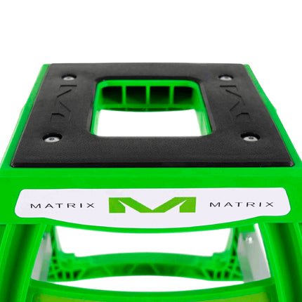 Matrix Concepts M64 Elite Stand  /Mass Depot Sticker Pack - Green | Lightweight Polycarbonate Composite Motocross Lift | 10 lb Ultra-Light Design | Anti-Flex Support, Customizable Panels