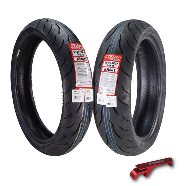 Kenda KM1 110/70R17 & 150/60R17 Sport Touring Motorcycle Tires 2-Pack with keychain