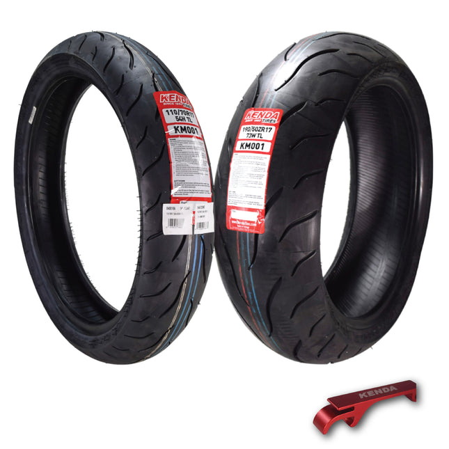 Kenda KM1 Sport Touring Front and Rear Motorcyle Tires 110/70ZR17 and Rear 190/50ZR17