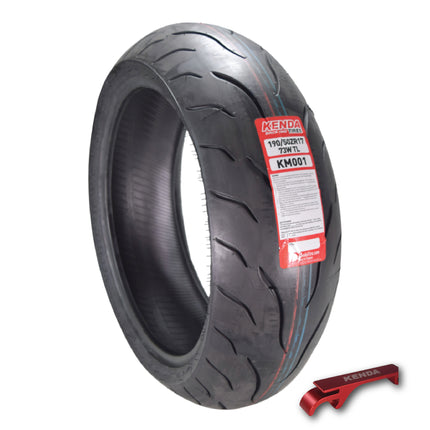 Kenda KM1 (KM001) 190/50ZR17 Rear Tire for Sport Touring Motorcycle 73W - Radial Tire with High-Speed Stability & Excellent Wet Grip w/ Keychain (190/50-17)