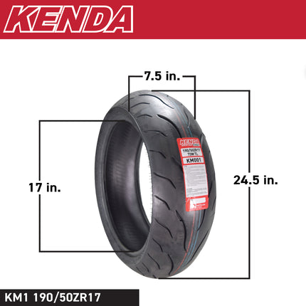 Kenda KM1 190/50ZR17 73W Sport Touring Motorcycle Tire(190/50-17) w/ Keychain