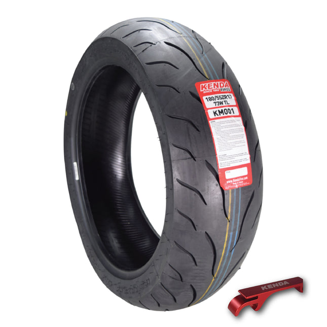 Kenda KM1 (KM001) 180/55ZR17 Rear Tire for Sport Touring Motorcycle 73W - Radial Tire with High-Speed Stability & Excellent Wet Grip w/ Keychain (180/55-17)