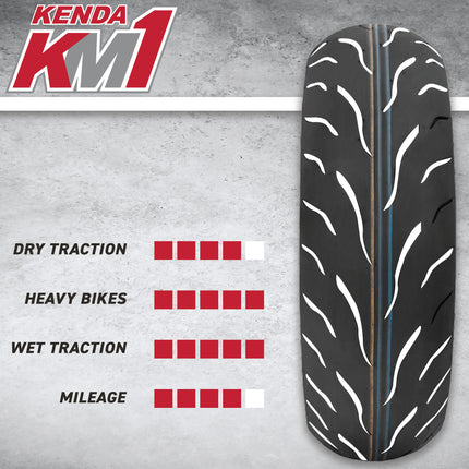 Kenda KM1 (KM001) 160/60ZR17 Rear Tire for Sport Touring Motorcycle 69W - Radial Tire with High-Speed Stability & Excellent Wet Grip w/ Keychain (160/60-17)