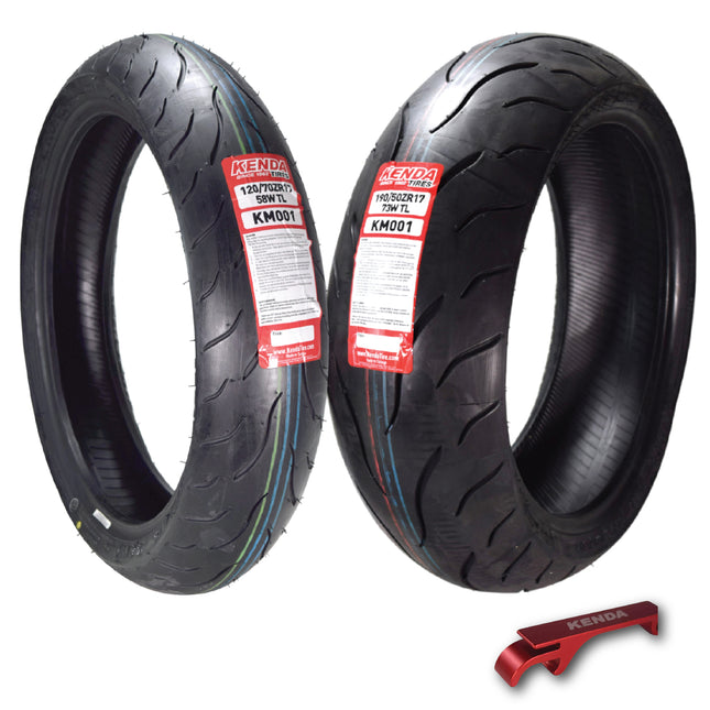 Kenda KM1 120/70ZR17 & 190/50ZR17 Motorcycle Sport Touring Tire Set w/ Keychain