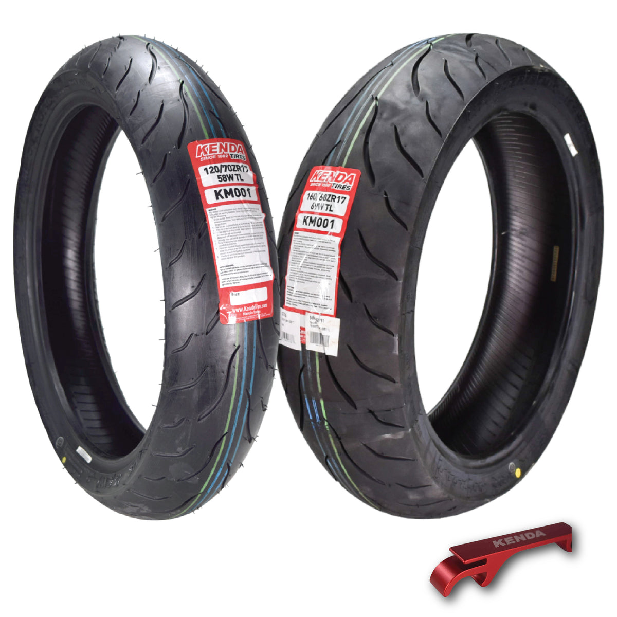 Kenda KM1 120/70ZR17 & 160/60ZR17 Motorcycle Sport Touring Tire Set w/ Keychain