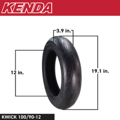 Kenda KD2 Kwick 100/90-12 Front Motorcycle & Scooter Tire (100/90-12)w/ Keychain