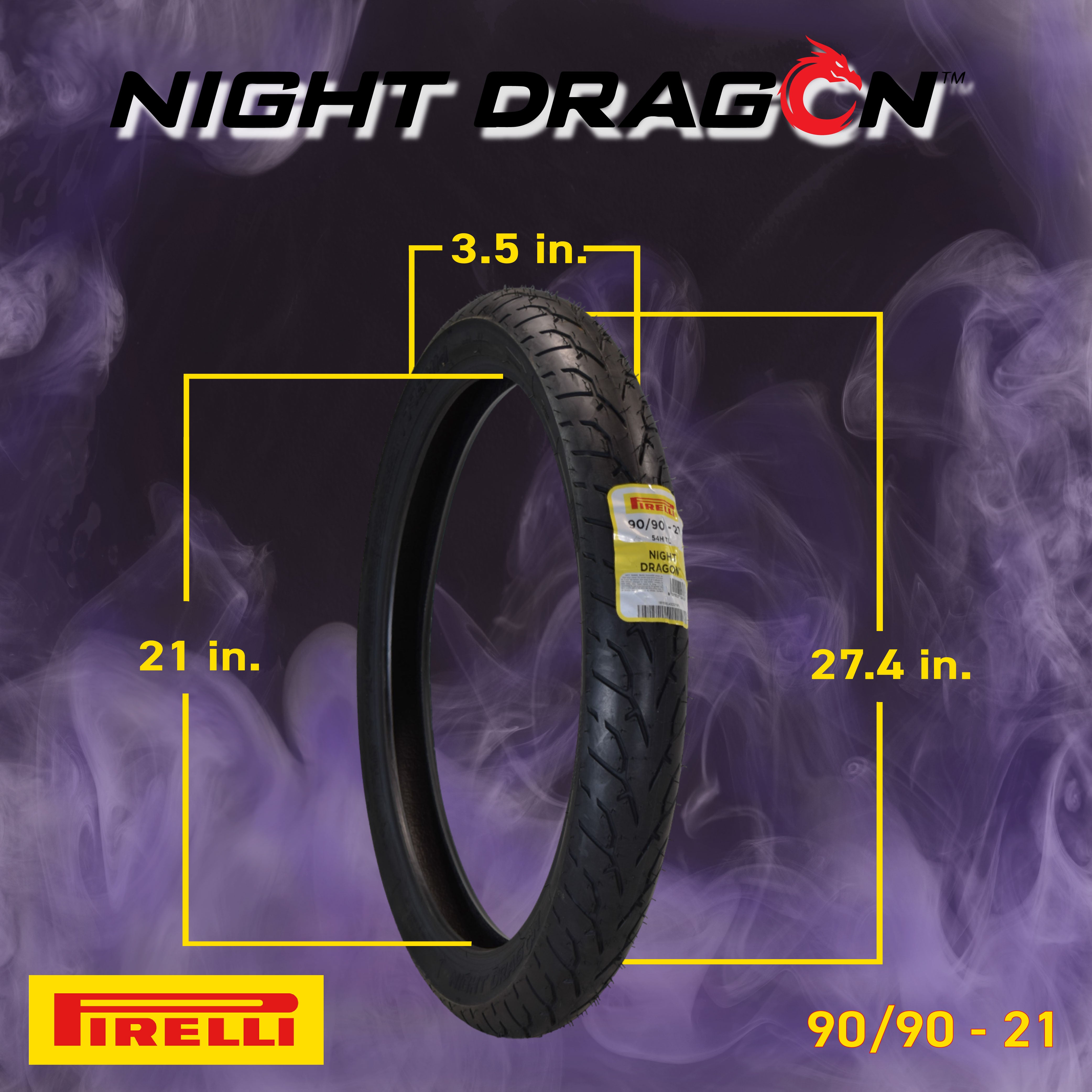 Pirelli Night Dragon 90/90-21 180/70B15 Front Rear Motorcycle Tires Set w/Keychain