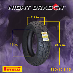 Pirelli Night Dragon 90/90-21 180/70B15 Front Rear Motorcycle Tires Set w/Keychain