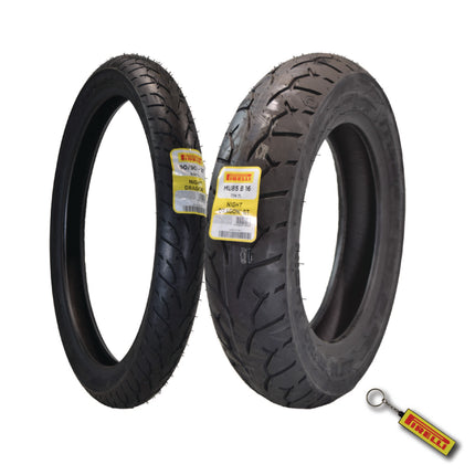 Pirelli Night Dragon 90/90-21 MU85B16 Front & Rear Motorcycle Tires Set w/Keychain
