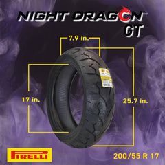 Pirelli Night Dragon 90/90-21 M/CTL 54H Front and 200/55R17 Rear Motorcycle Tire w/Keychain