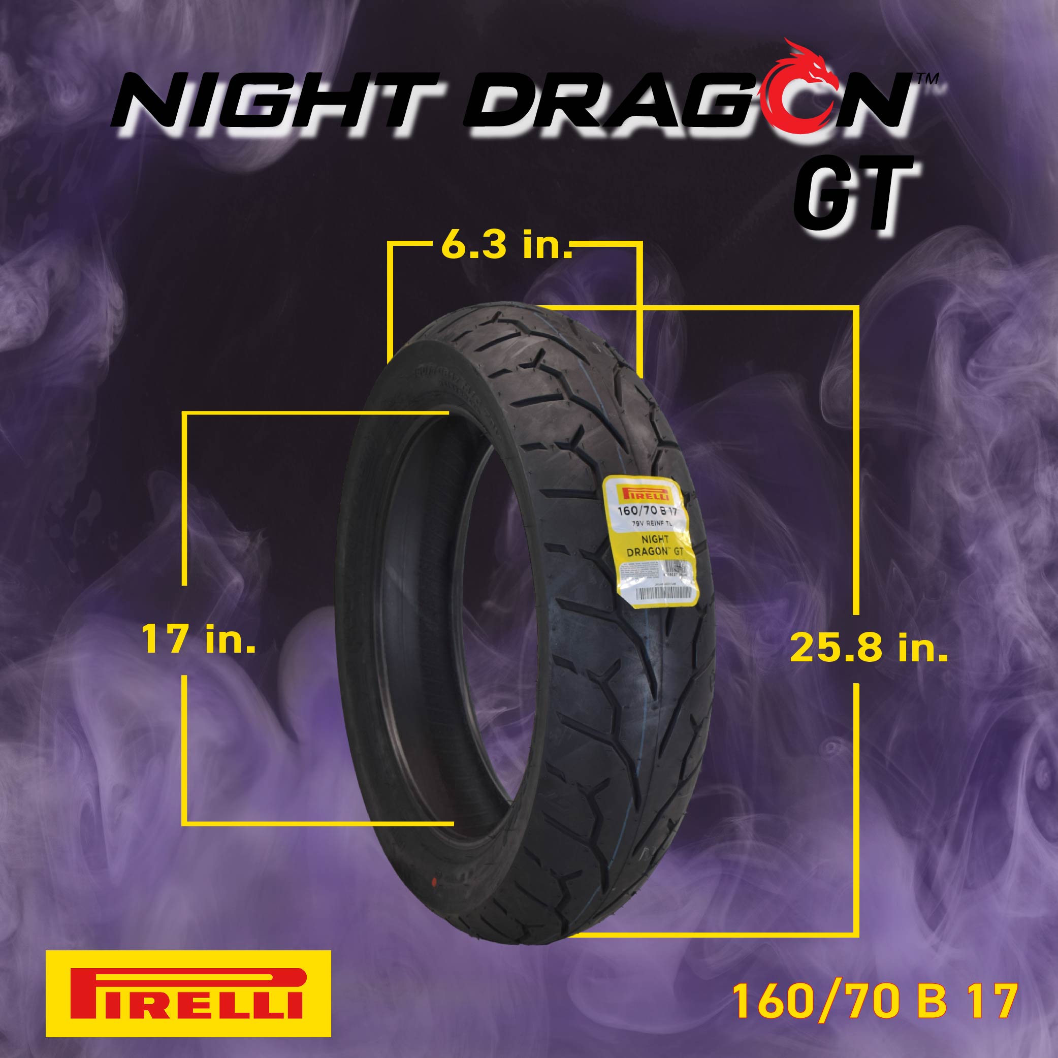 Pirelli Night Dragon 90/90-21 160/70B17 Front Rear Motorcycle Tires Set w/Keychain