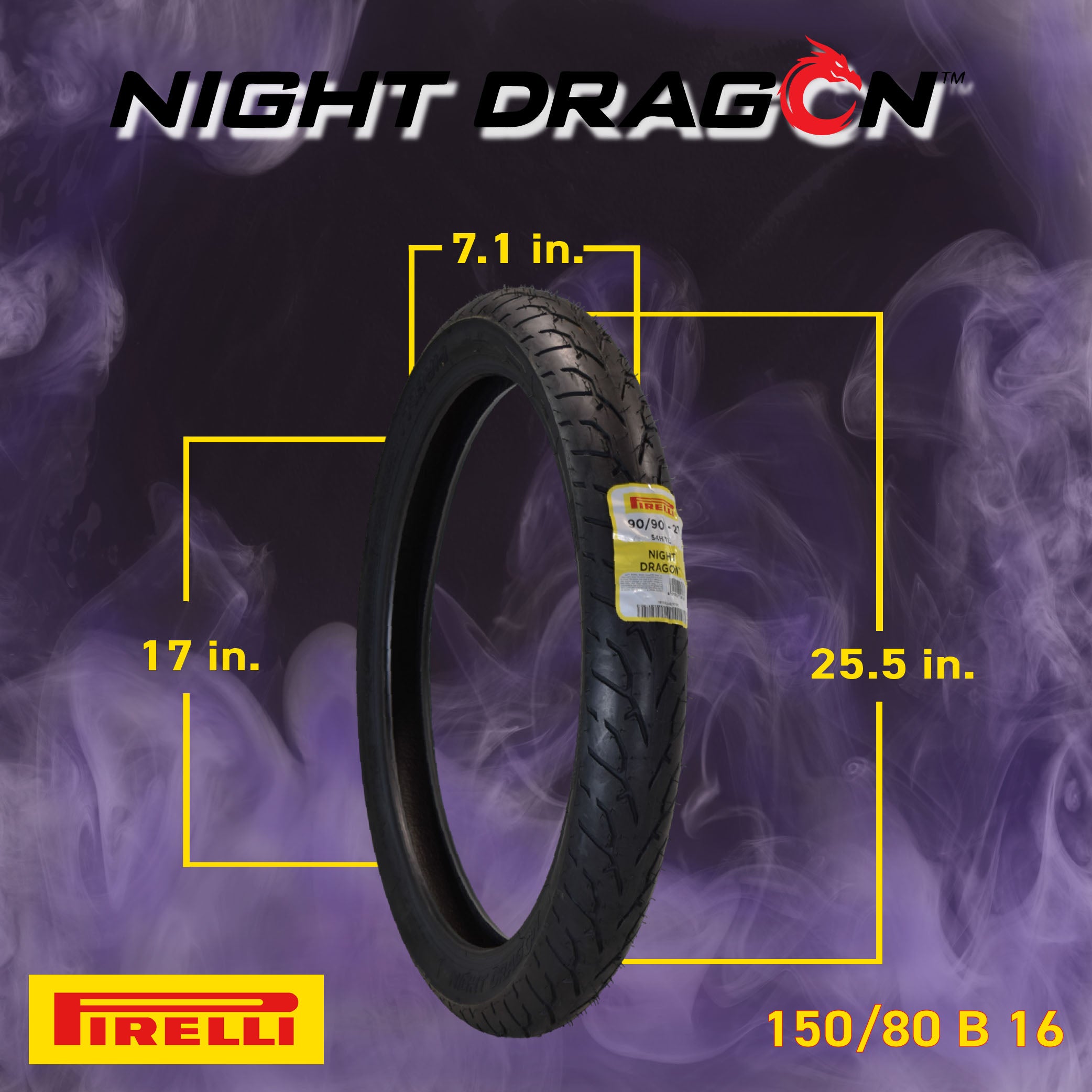 Pirelli Night Dragon 90/90-21 130/90B16 Front Rear Motorcycle Tires Set w/Keychain