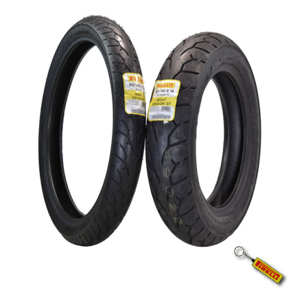 Pirelli Night Dragon Tire Set: 90/90-21 M/C 54H TL Front & 130/90B16 M/C 73H REINFTL Rear Cruiser Motorcycle Tires - Superior Traction & Handling for High-Performance Cruisers w/ Keychain