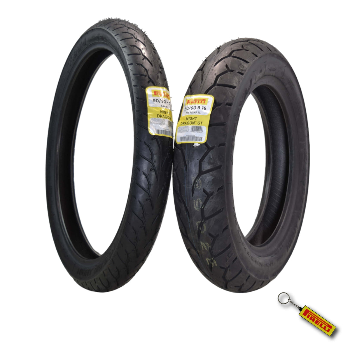 Pirelli Night Dragon 90/90-21 130/90B16 Front Rear Motorcycle Tires Set w/Keychain