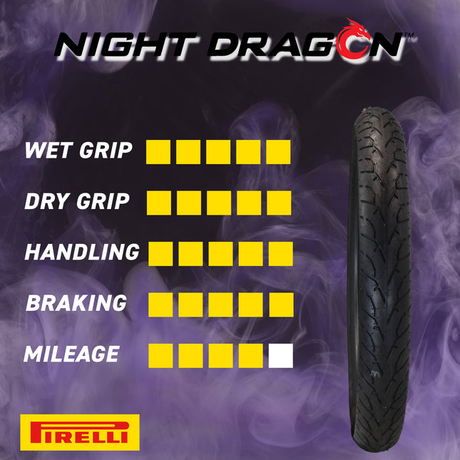 Pirelli Night Dragon 90/90-21 M/C 54H TL Cruiser Motorcycle Front Tire - Superior Traction & Handling for High-Performance Cruisers w/ Keychain