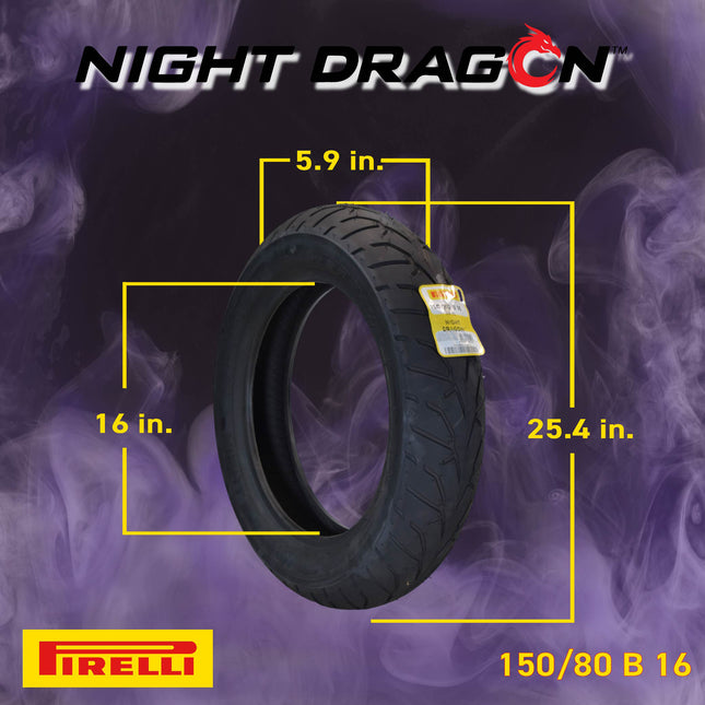 Pirelli Night Dragon 1815400 150/80B16 M/CTL 71H Front Motorcycle Cruiser Tire Pirelli Night Dragon 240/40VR18 M/C 79V Cruiser Motorcycle Rear Tire w/ Keychain