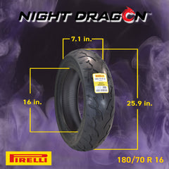 Pirelli Night Dragon 1815400 150/80B16 M/CTL 71H Front Motorcycle Cruiser Tire Pirelli Night Dragon 180/70R16 M/C 77H Cruiser Motorcycle Rear Tire w/ Keychain