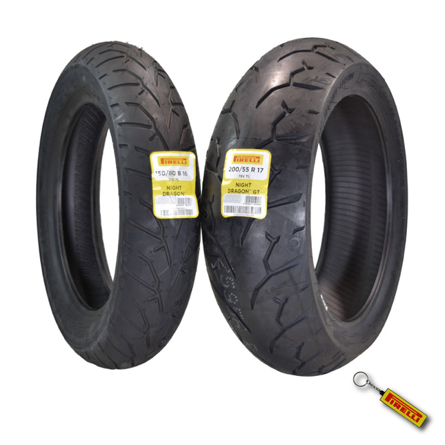 Pirelli Night Dragon 1815400 150/80B16 M/CTL 71H Front Motorcycle Cruiser Tire Pirelli Night Dragon GT 170/80B15 M/C 77H Cruiser Motorcycle Rear Tire w/ Keychain