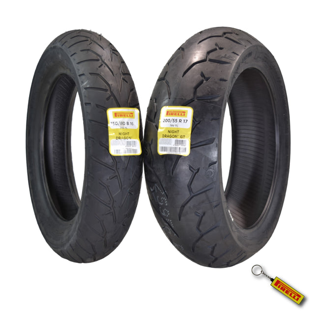 Pirelli Night Dragon 1815400 150/80B16 M/CTL 71H Front Motorcycle Cruiser Tire Pirelli Night Dragon GT 170/80B15 M/C 77H Cruiser Motorcycle Rear Tire w/ Keychain