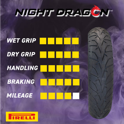 Pirelli Night Dragon 150/80B16 M/C 71H TL Cruiser Motorcycle Front Tire - Superior Traction & Handling for High-Performance Cruisers w/ Keychain