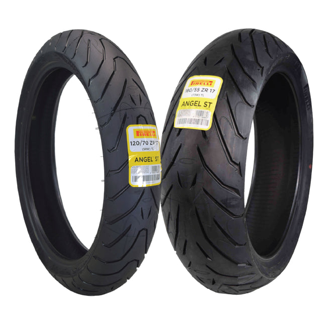 Pirelli Angel ST 120/70ZR17 (58W) Front & 180/55ZR17 (73W) Rear Motorcycle Tires – High-Performance Sport Touring Tire for Enhanced Grip, Durability & Stability – Fits Sport & Touring Bikes