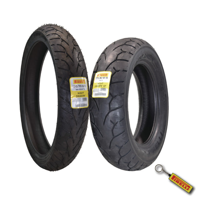 Pirelli Night Dragon 120/70B21 M/C 68H REINFTL Cruiser Motorcycle Front Tire - Superior Traction & Handling for High-Performance Cruisers w/Keychain (120/70B21 170/80B15)