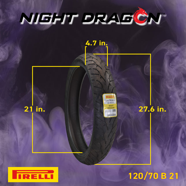 Pirelli Night Dragon Tire Set: 120/70B21 M/C 68H REINFTL Front & 180/55B18 M/C 80H REINFTL Rear Cruiser Motorcycle Tires - Superior Traction & Handling for High-Performance Cruisers with Keychain