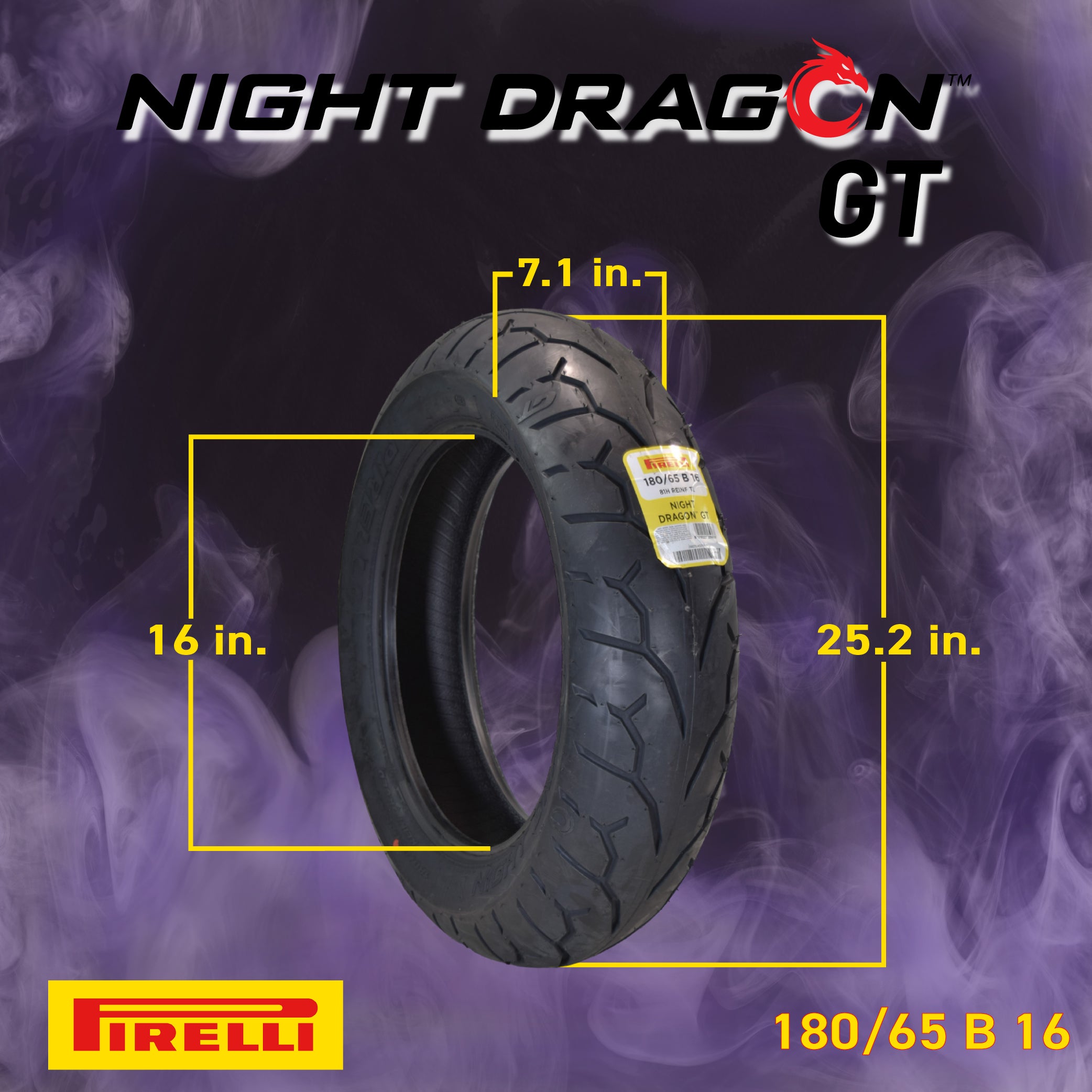 Pirelli Night Dragon 130/80B17 180/65B16 Front Rear Motorcycle Tires Set w/Keychain