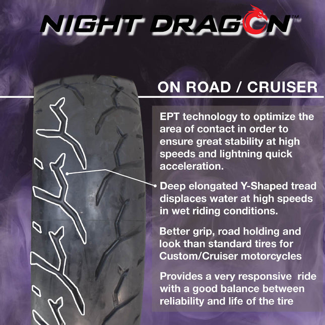 Pirelli Night Dragon 2211500 130/90B16 M/CTL 67H Front Motorcycle Cruiser Tire Set - Superior Traction and Handling for High-Performance Cruisers