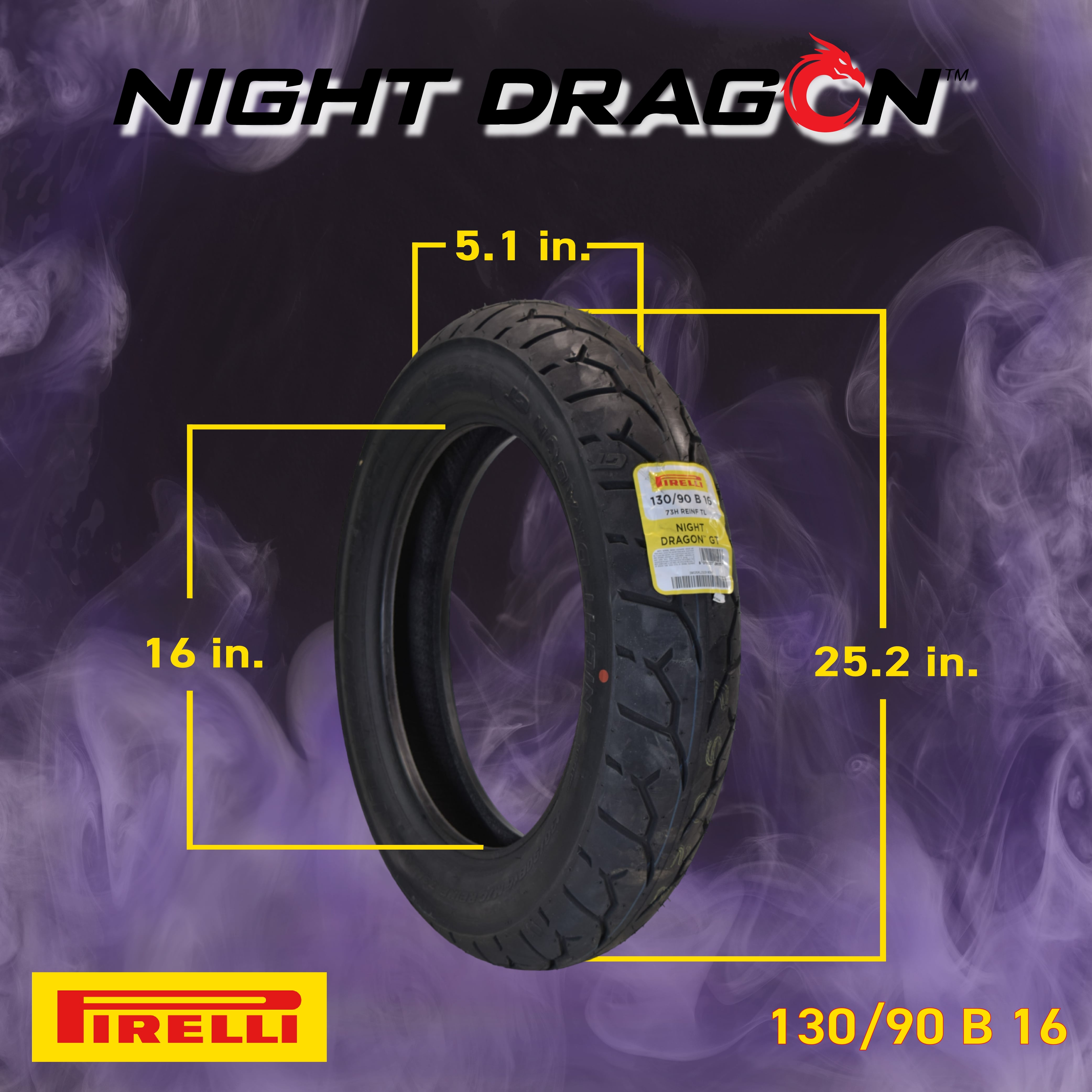 Pirelli Night Dragon 2211600 130/90B16 M/C 73H Front Motorcycle Cruiser Tire