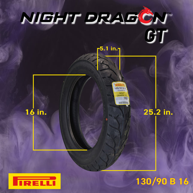 Pirelli Night Dragon Tire Set: 130/90B16 M/C 73H REINFTL Front & 180/70R16 M/C 77H TL Rear Cruiser Motorcycle Tires - Superior Traction & Handling for High-Performance Cruisers with Keychain