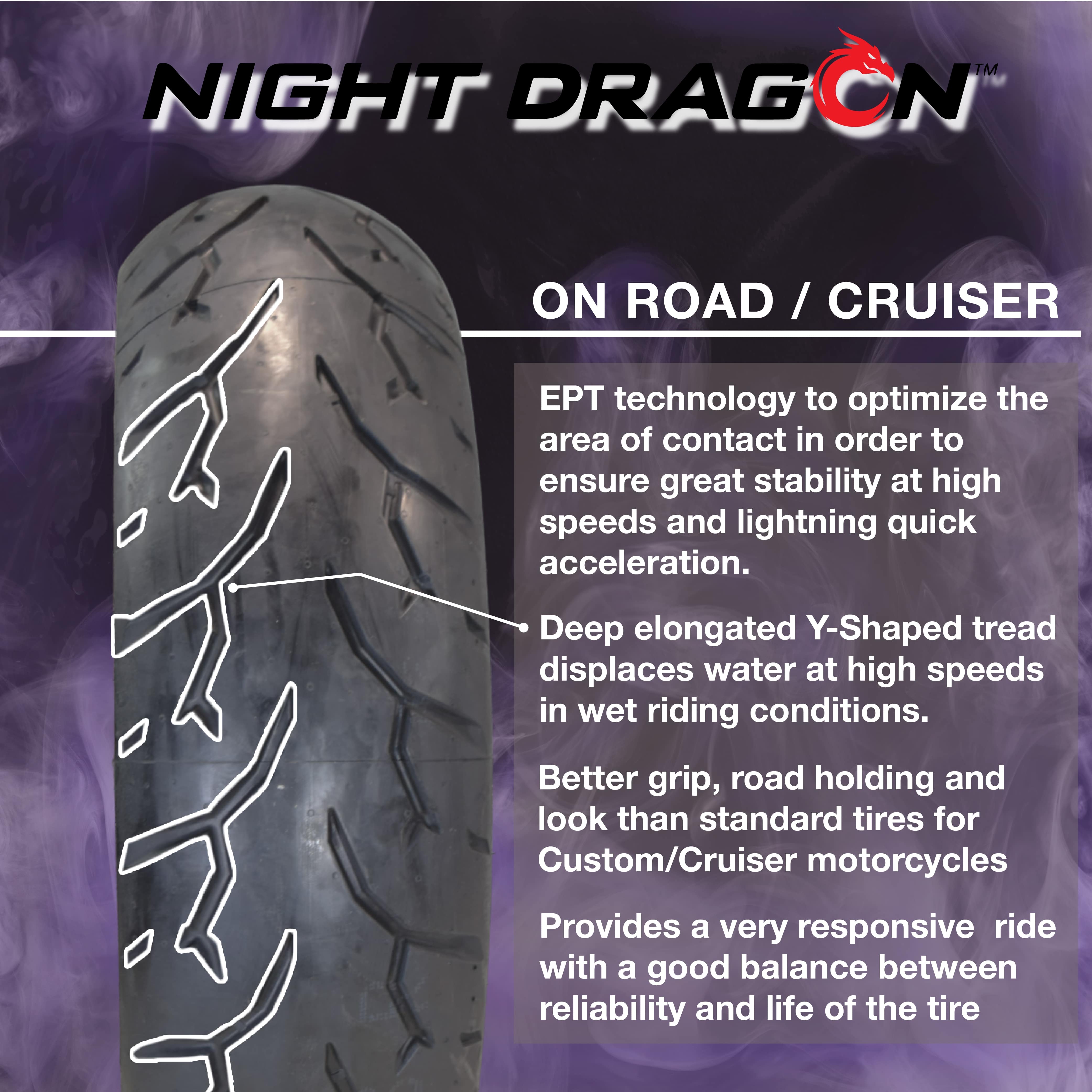 Pirelli Night Dragon 2211600 130/90B16 M/C 73H Front Motorcycle Cruiser Tire Pirelli Night Dragon 180/70R16 M/C 77H Cruiser Motorcycle Rear Tire w/ Keychain