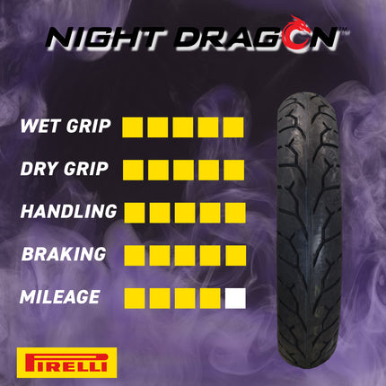 Pirelli Night Dragon 130/90B16 M/C 73H REINFTL Cruiser Motorcycle Front Tire - Superior Traction & Handling for High-Performance Cruisers w/ Keychain