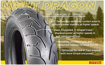 Pirelli Night Dragon  2211700 140/80-17 M/CTL 69H Front Motorcycle Cruiser Tire - Superior Traction and Handling for High-Performance Cruisers