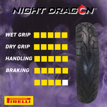 Pirelli Night Dragon GT 150/80B16 M/C 77H REINFTL Cruiser Motorcycle Rear Tire - Superior Traction & Handling for High-Performance Cruisers w/ Keychain