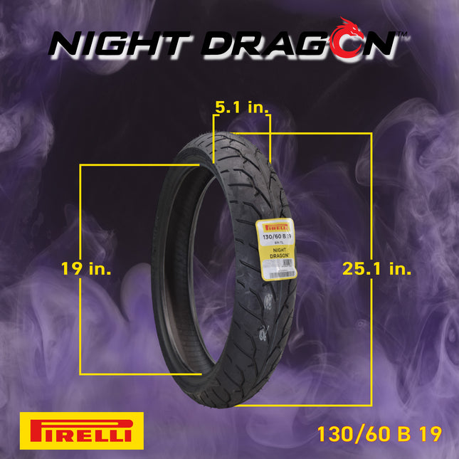 Pirelli Night Dragon Tire Set: 130/60B19 M/C 61H TL Front & 180/70B15 M/C 76H TL Rear Tire Cruiser Motorcycle Tires - Superior Traction & Handling for High-Performance Cruisers with Keychain