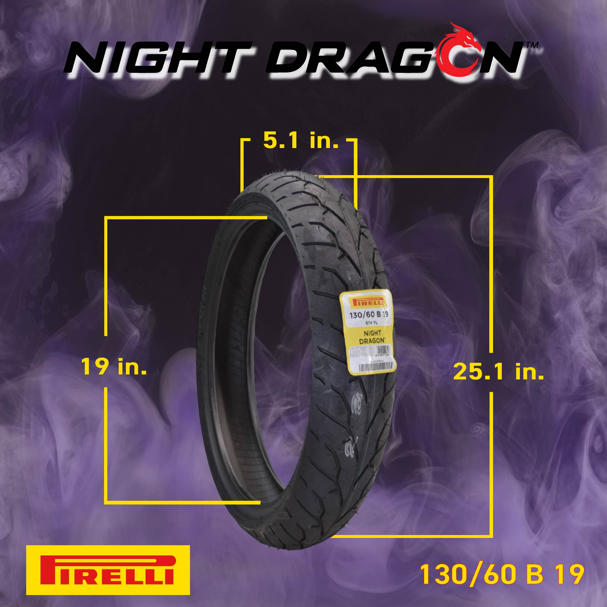 Pirelli Night Dragon 2812100 130/60B19 M/CTL 61H Front and 240/4018 Motorcycle Cruiser Tire