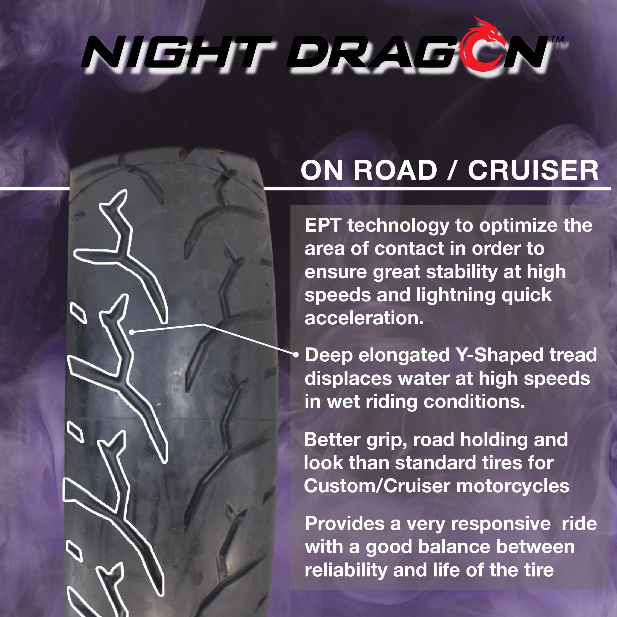 Pirelli Night Dragon 2812100 130/60B19 M/CTL 61H Front and 240/4018 Motorcycle Cruiser Tire