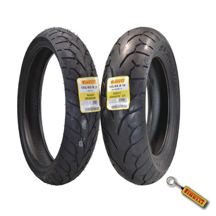 Pirelli Night Dragon 130/60B19 M/C 61H REINFTL Cruiser Motorcycle Front Tire - Superior Traction & Handling for High-Performance Cruisers w/Keychain (130/60B19 180/65B16)