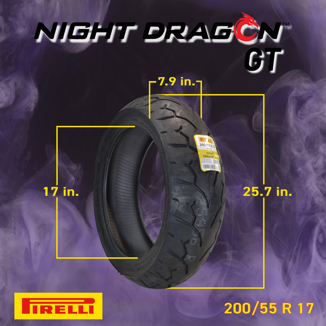 Pirelli Night Dragon 130/60B19 M/C 61H REINFTL Cruiser Motorcycle Front Tire - Superior Traction & Handling for High-Performance Cruisers w/Keychain (130/60B19 200/55R17)