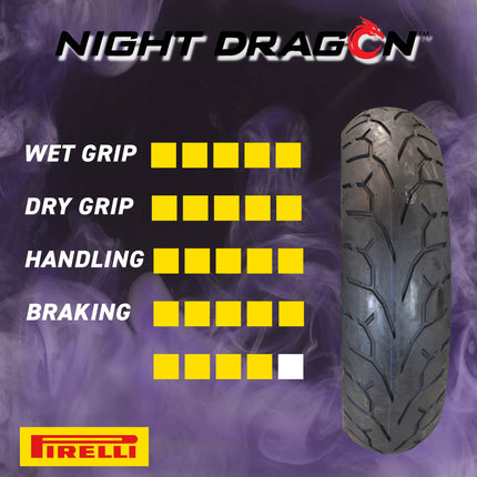 Pirelli Night Dragon 130/60B19 M/C 61H REINFTL Cruiser Motorcycle Tire-Superior Traction/Handling for High-Performance Cruisers w/Keychain