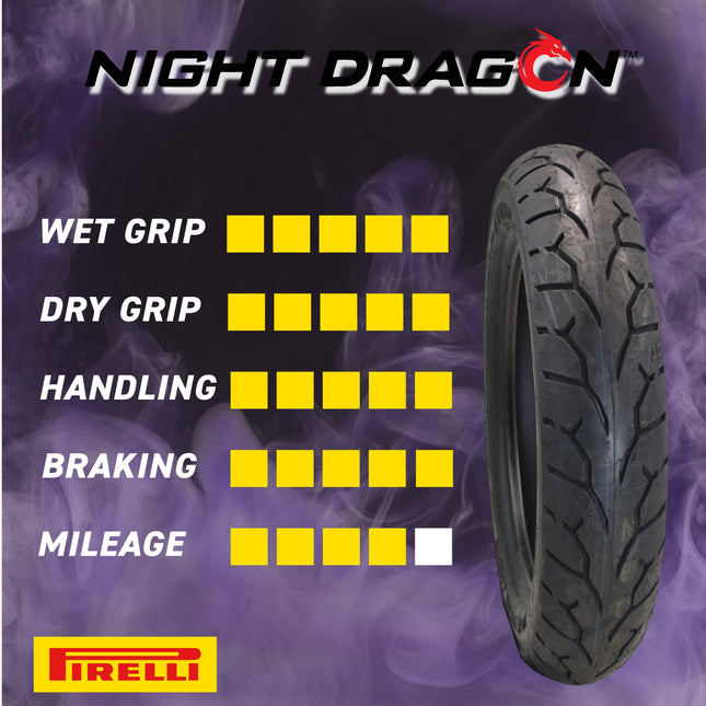 Pirelli Night Dragon GT 130/90B16 M/C 73H REINFTL Cruiser Motorcycle Rear Tire - Superior Traction & Handling for High-Performance Cruisers w/ Keychain