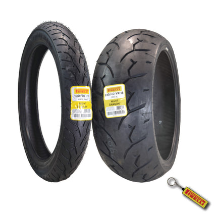 Pirelli Night Dragon 100/90-19 Front & 240/40VR18 Rear Cruiser Motorcycle Tire - Superior Traction & Handling for High-Performance Cruisers w/Keychain (100/90-19 & 240/40VR18)