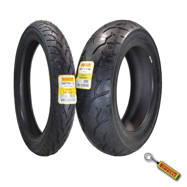 Pirelli Night Dragon  1772500 100/90-19 M/CTL 57H 130/70R18 Motorcycle Tires w/Keychain