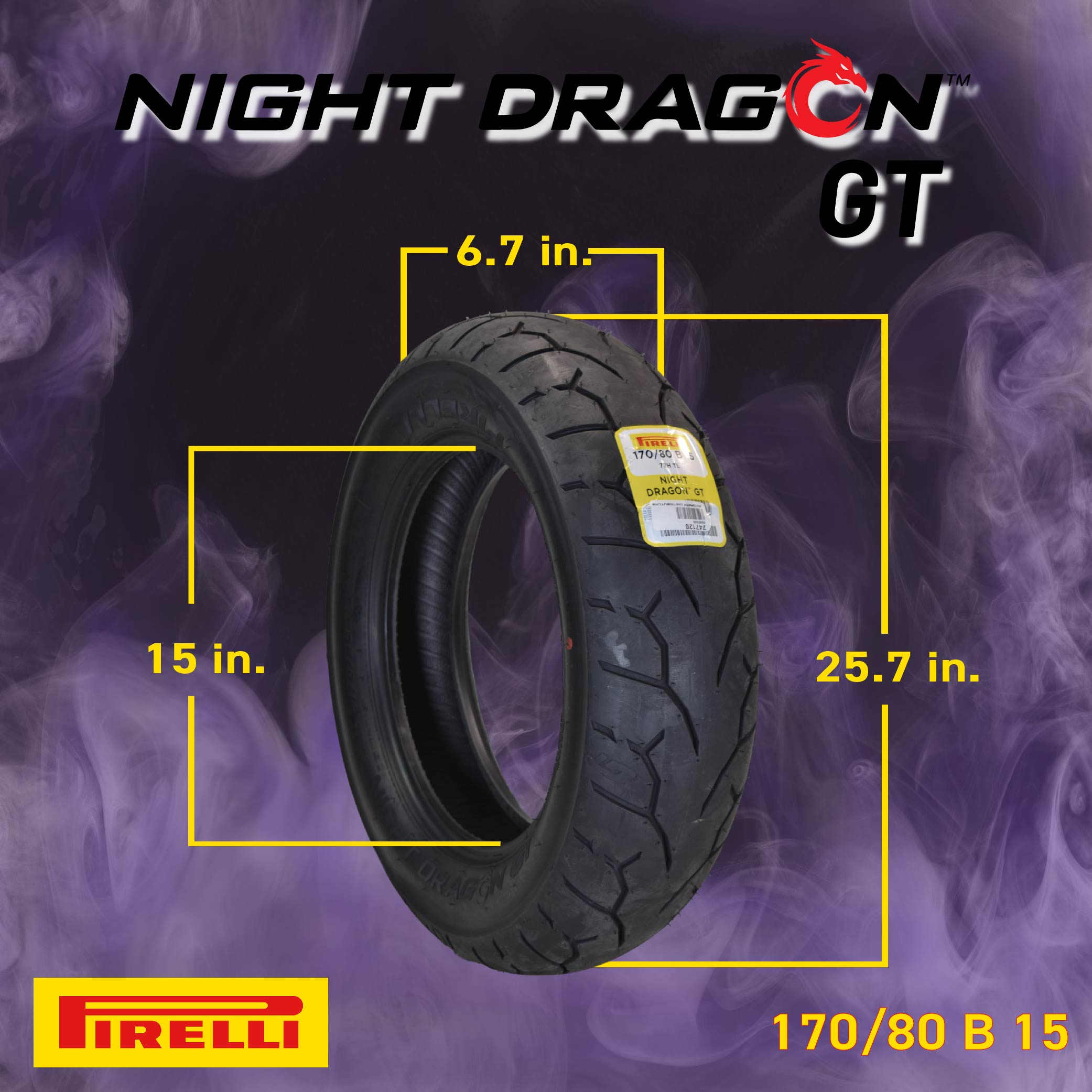 Pirelli Night Dragon 100/90-19 170/80B15 Front Rear Motorcycle Tires Set w/Keychain