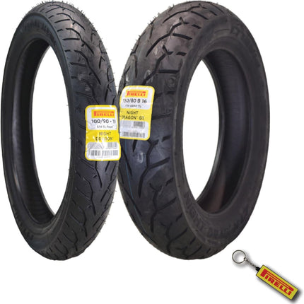 Pirelli Night Dragon 100/90-19 Front & 150/80B16 Rear Cruiser Motorcycle Tire - Superior Traction & Handling for High-Performance Cruisers w/Keychain (100/90-19 & 150/80B16)