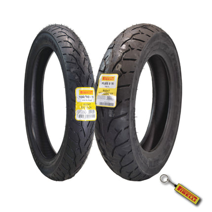 Pirelli Night Dragon 100/90-19 Front & MU85B16 Rear Cruiser Motorcycle Tire - Superior Traction & Handling for High-Performance Cruisers w/Keychain (100/90-19 & MU85B16)