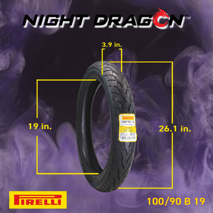 Pirelli Night Dragon 100/90-19 Front & MU85B16 Rear Cruiser Motorcycle Tire - Superior Traction & Handling for High-Performance Cruisers w/Keychain (100/90-19 & MU85B16)
